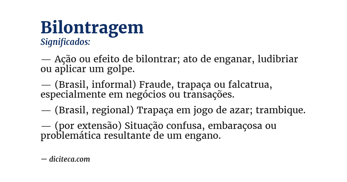 Significado de bilontragem