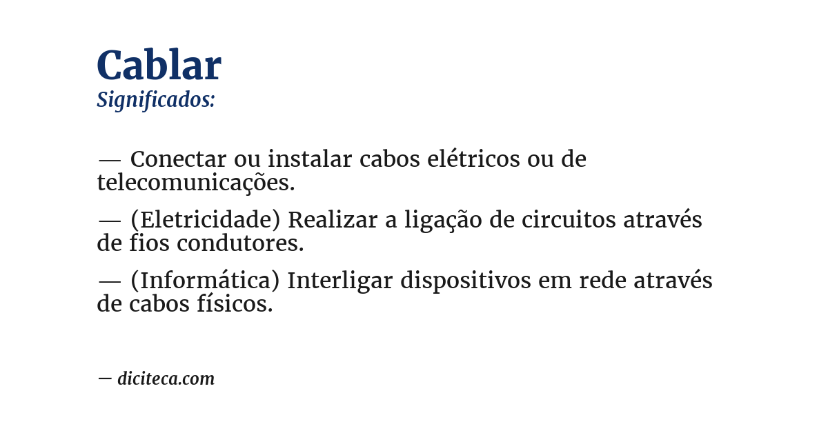 Significado de cablar