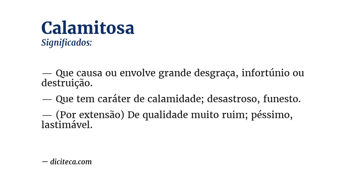 Significado de calamitosa