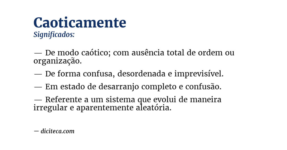 Significado de caoticamente