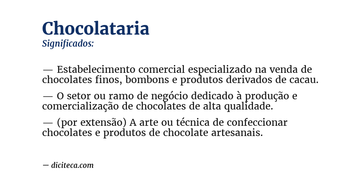 Significado de chocolataria