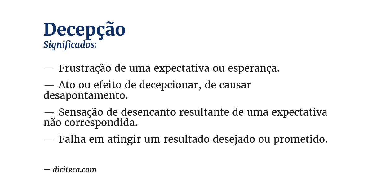 Significado de decepção