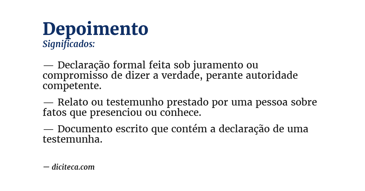 Significado de depoimento