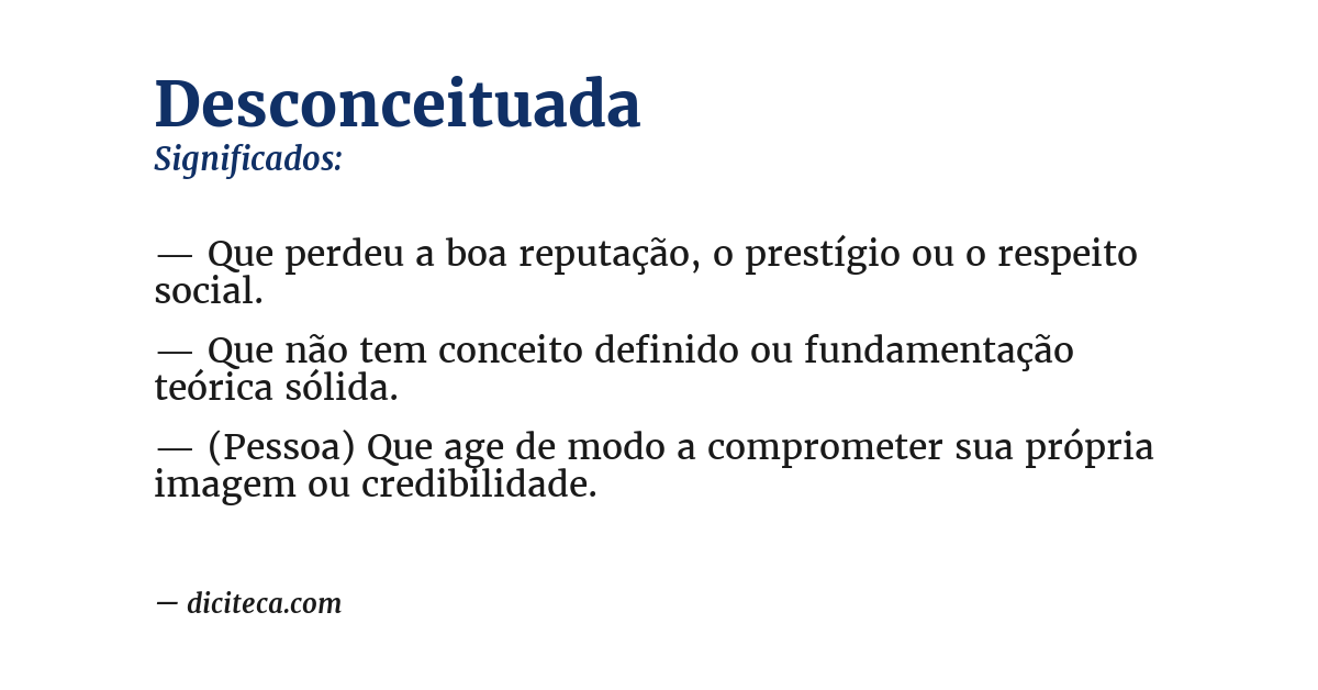Significado de desconceituada