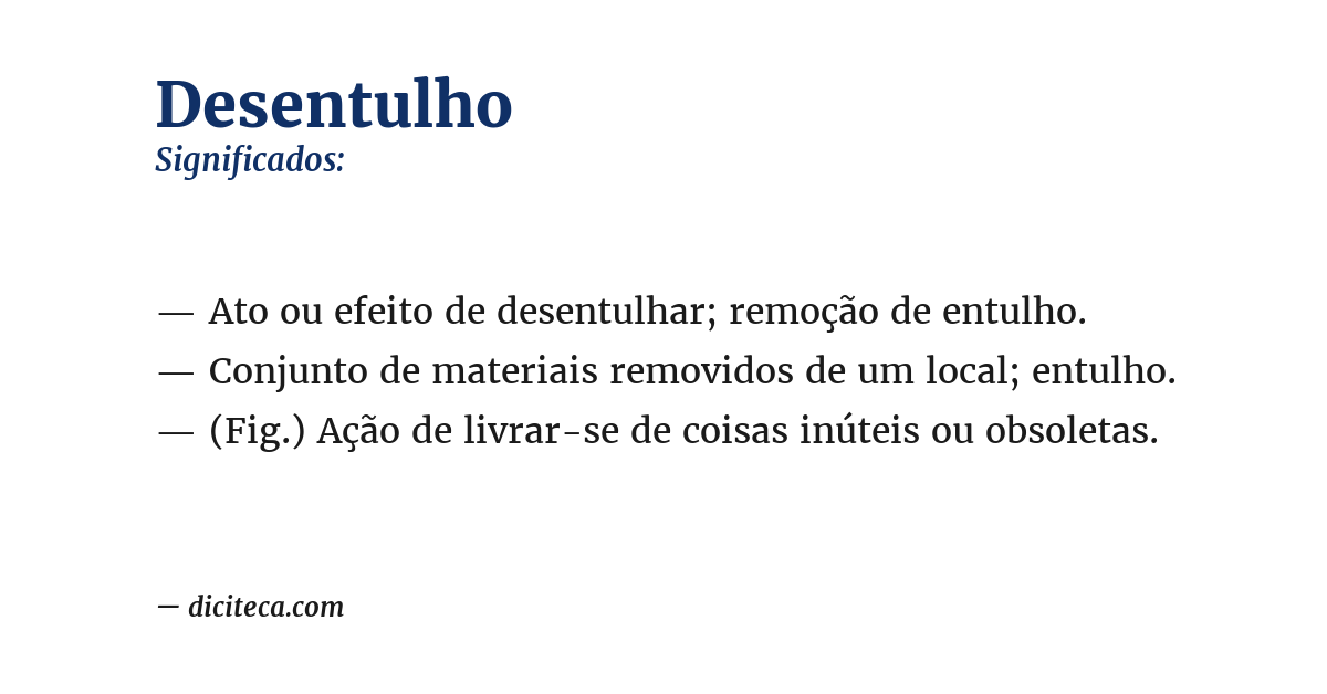 Significado de desentulho