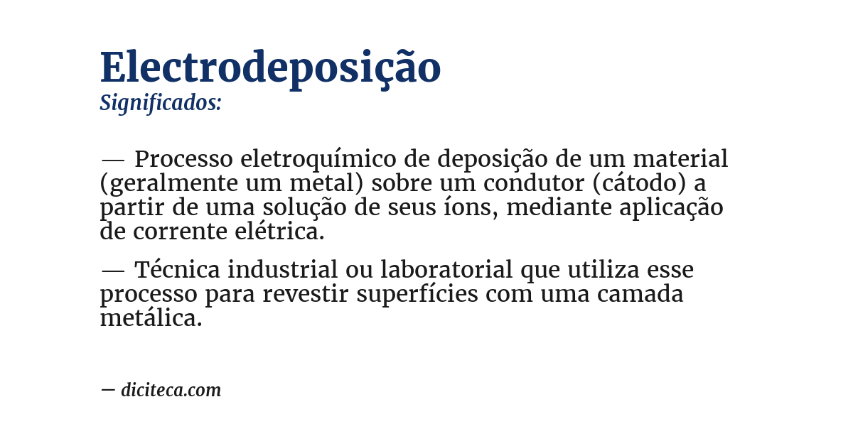 Significado de electrodeposição