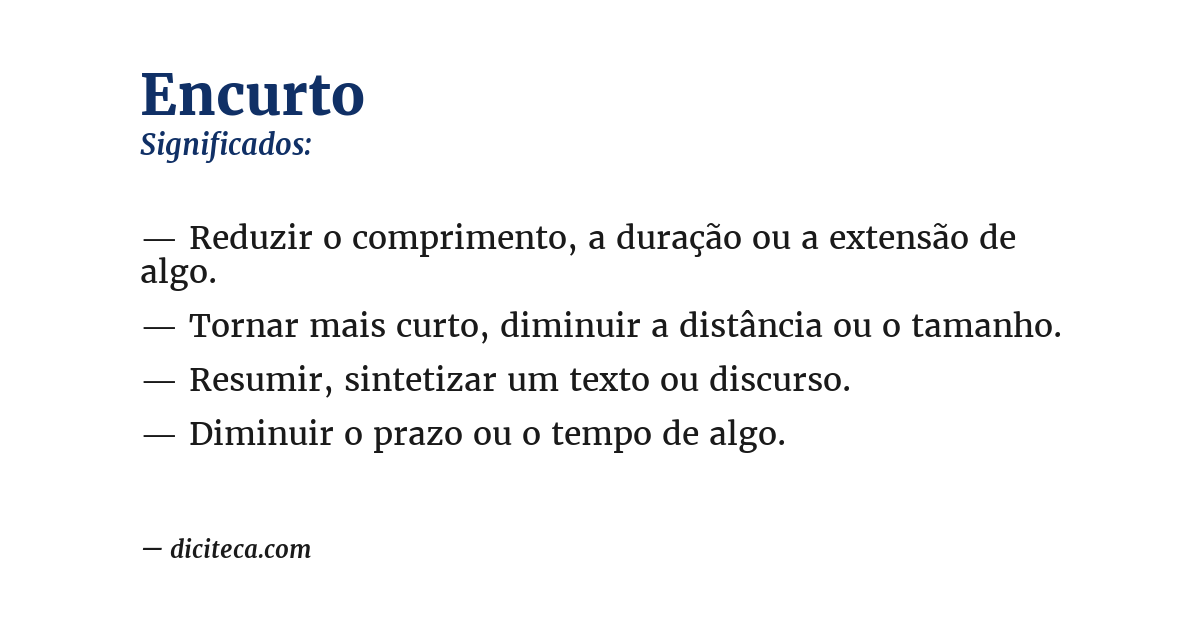 Significado de encurto