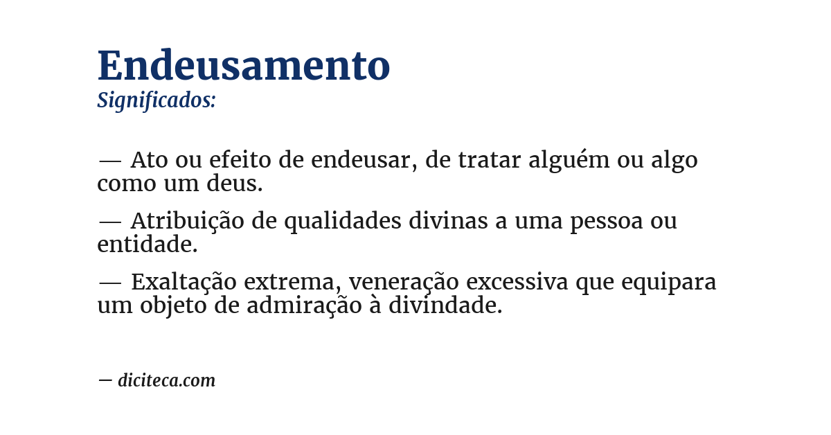 Significado de endeusamento