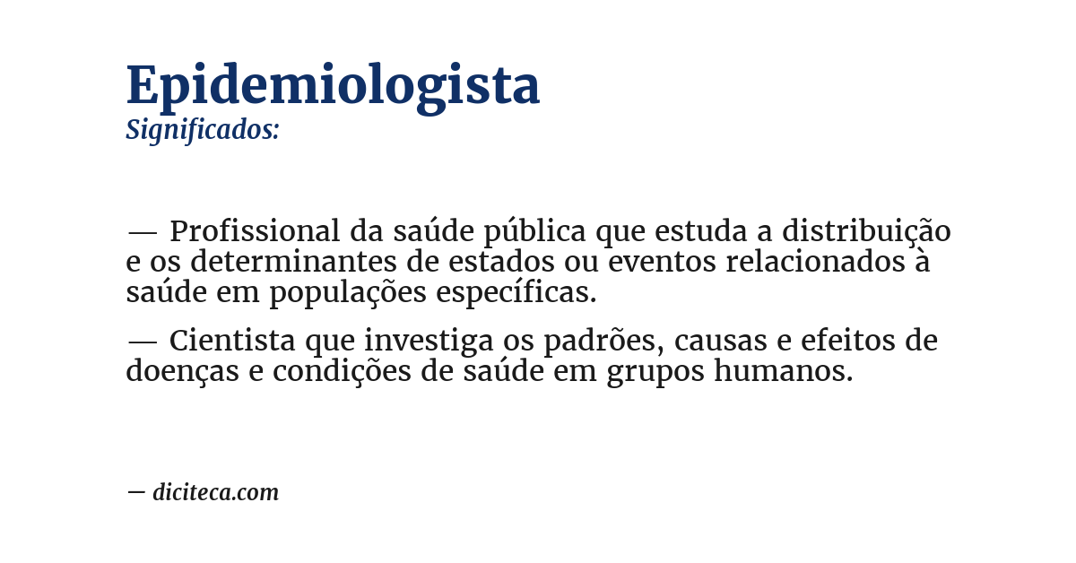 Significado de epidemiologista