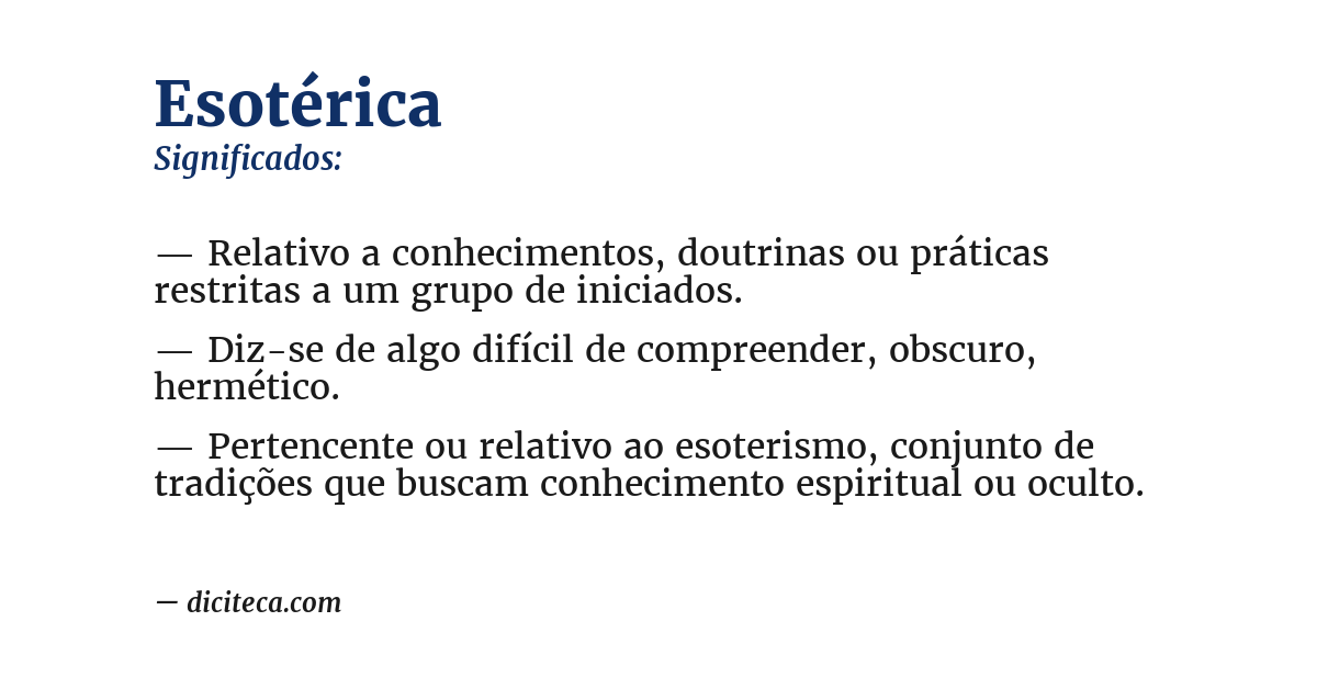 Significado de esotérica