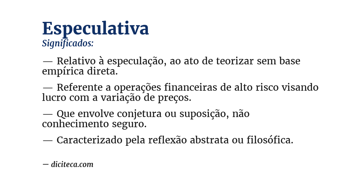 Significado de especulativa
