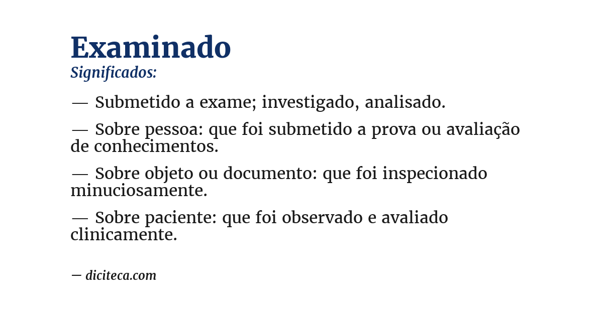 Significado de examinado