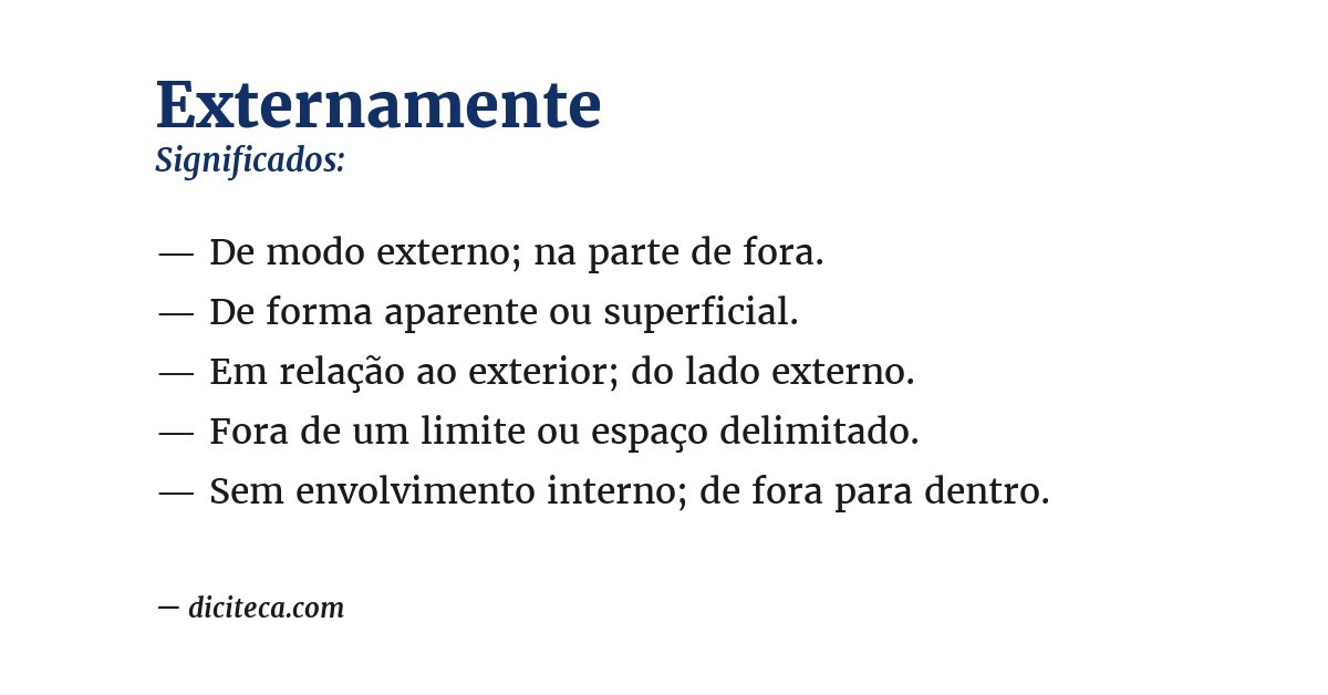 Significado de externamente