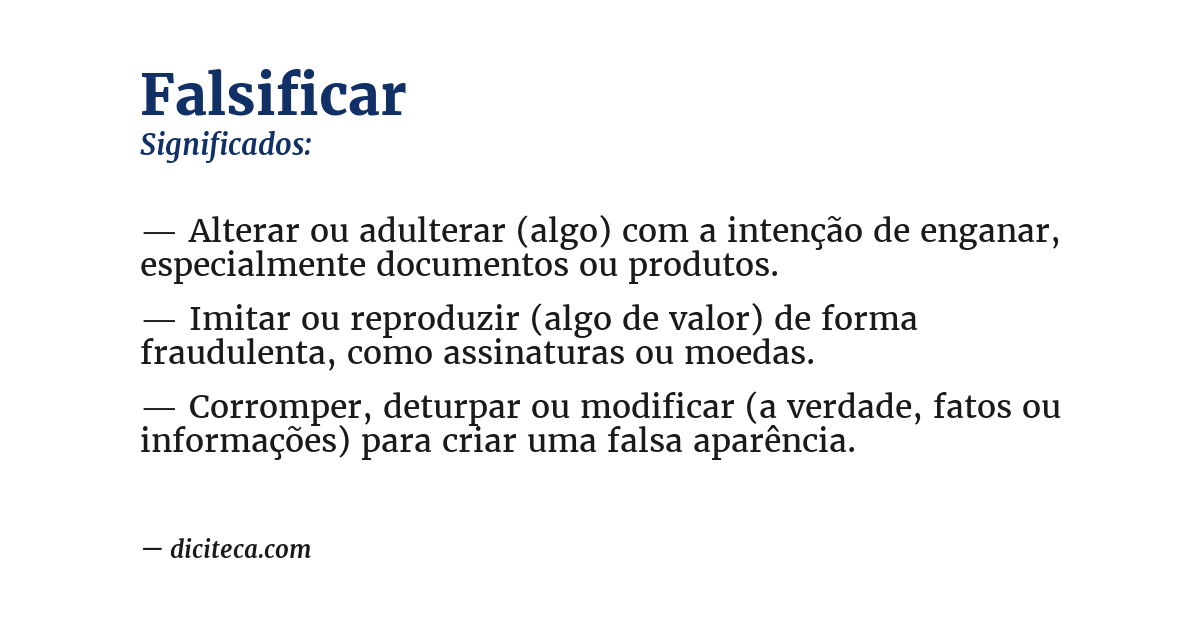 Significado de falsificar