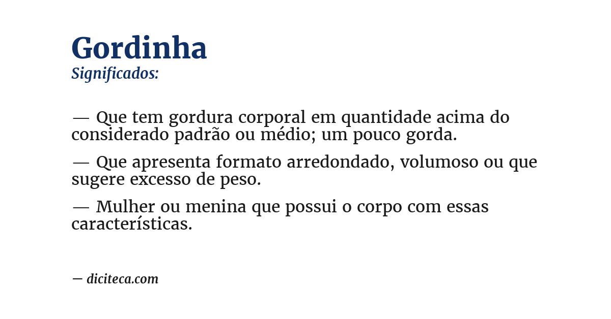 Significado de gordinha