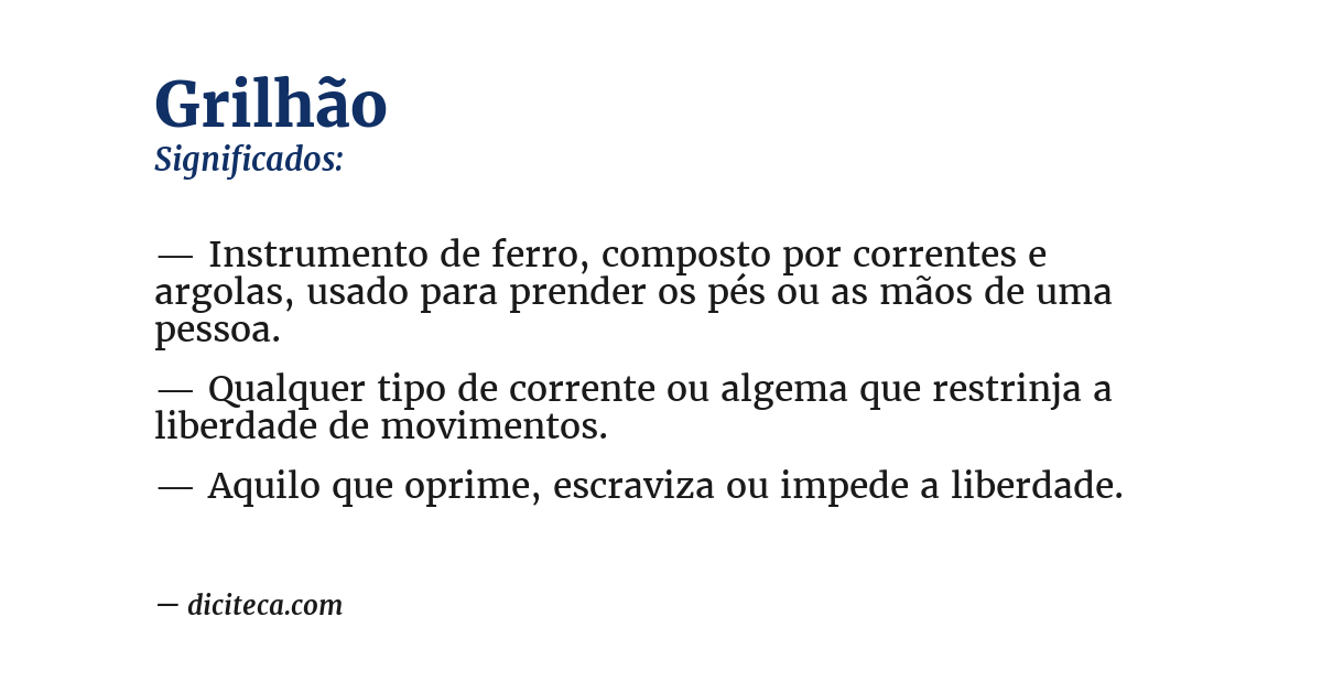 Significado de grilhão