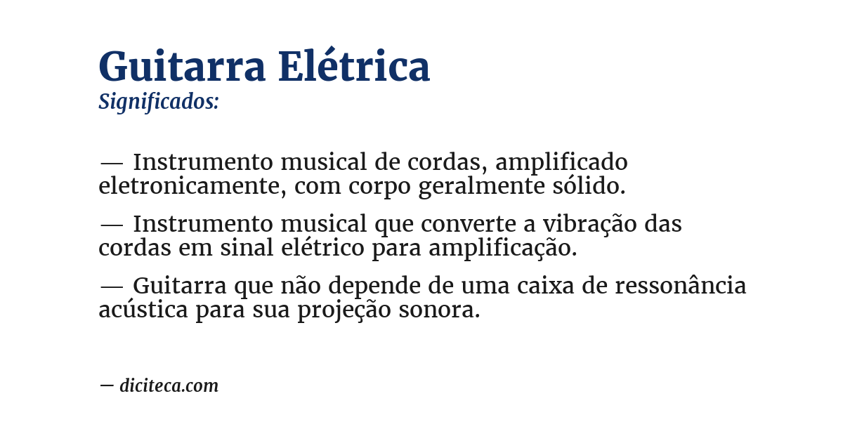 Significado de guitarra elétrica
