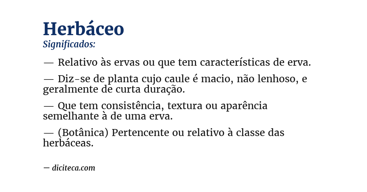 Significado de herbáceo