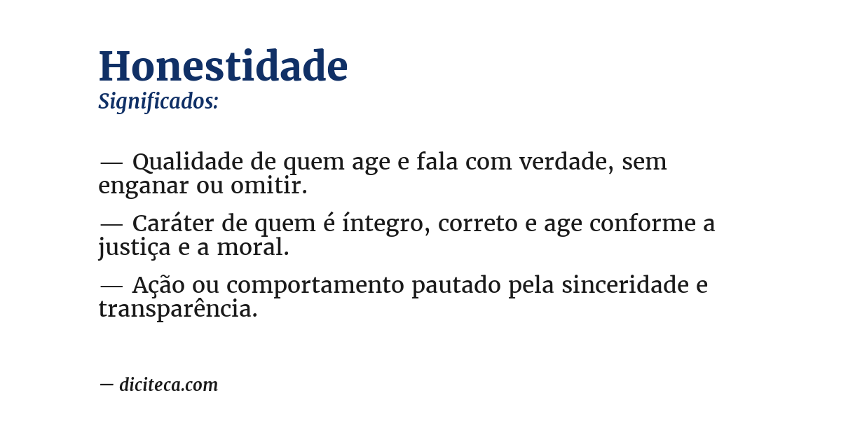 Significado de honestidade