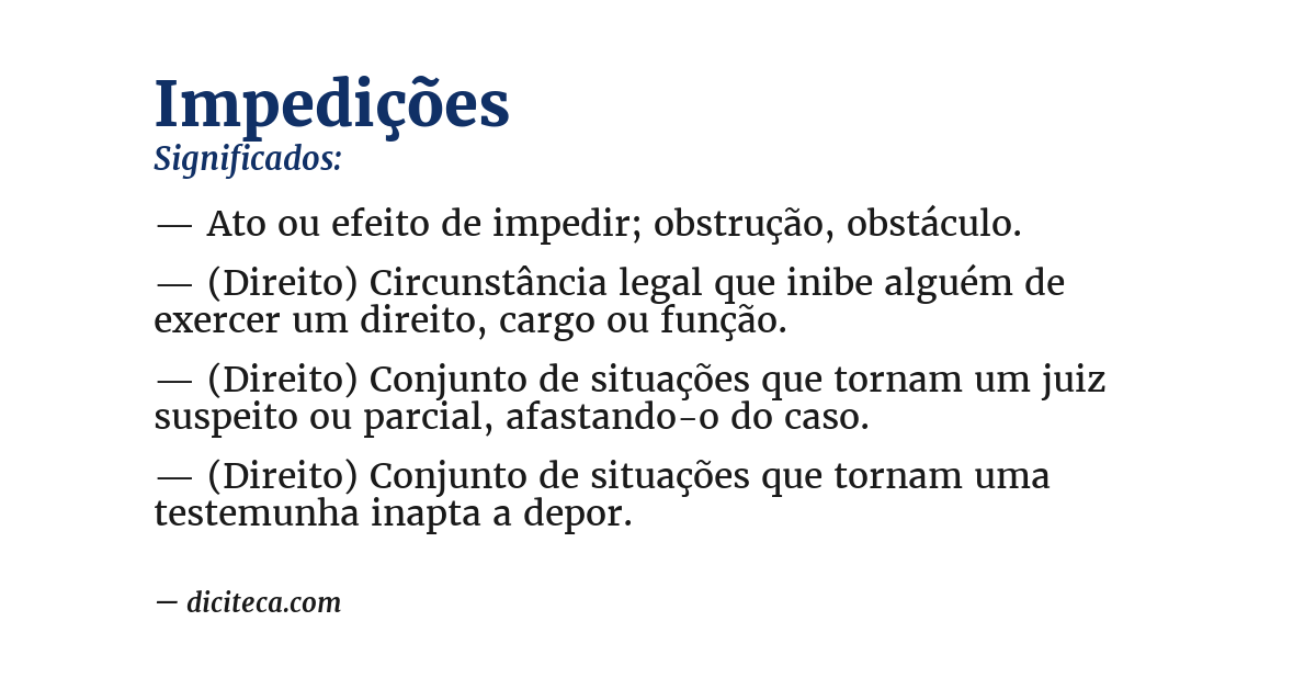 Significado de impedições