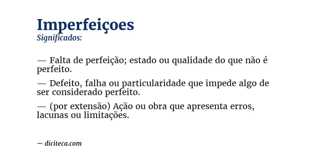 Significado de imperfeiçoes