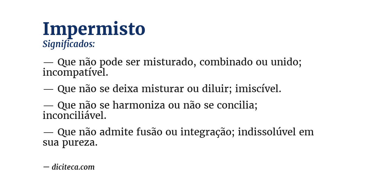 Significado de impermisto