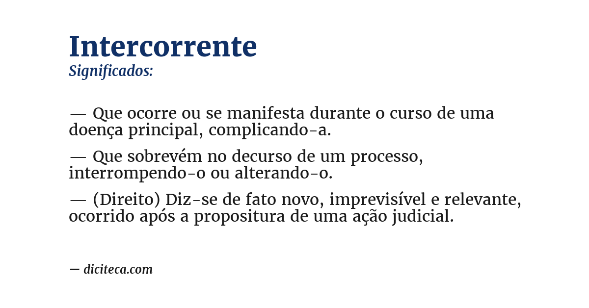 Significado de intercorrente