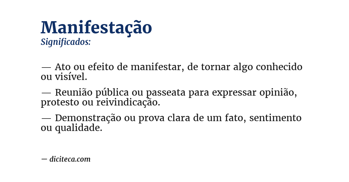 Significado de manifestação