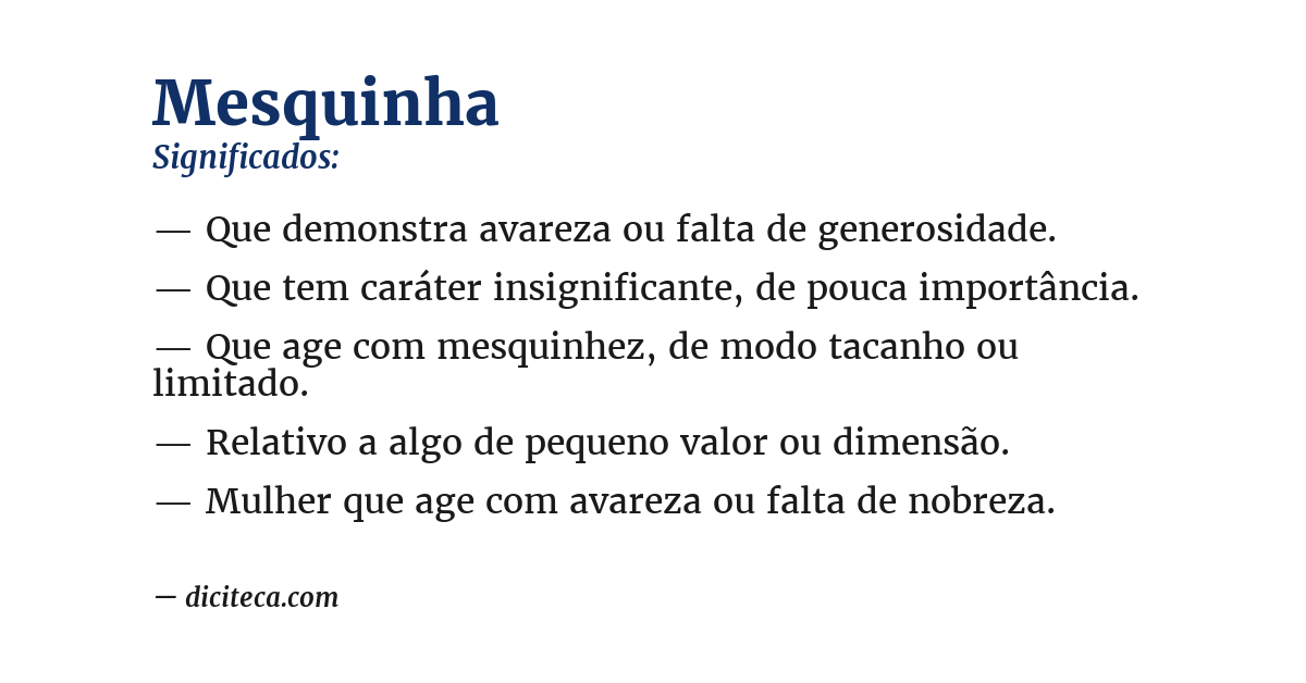 Significado de mesquinha