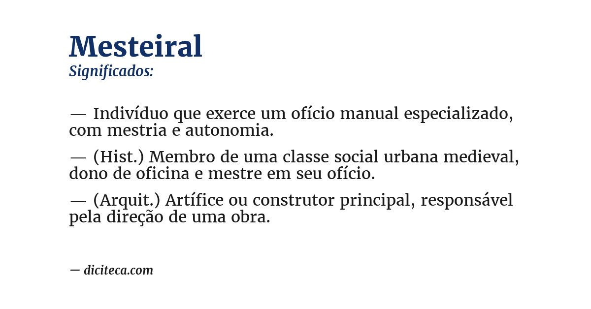Significado de mesteiral