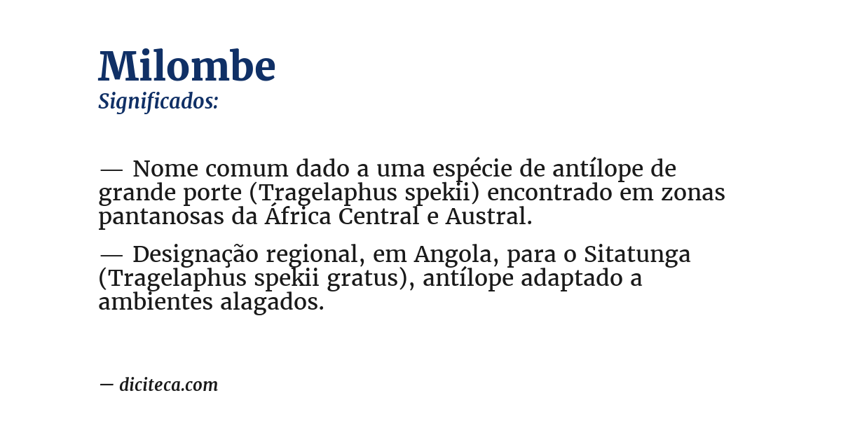 Significado de milombe