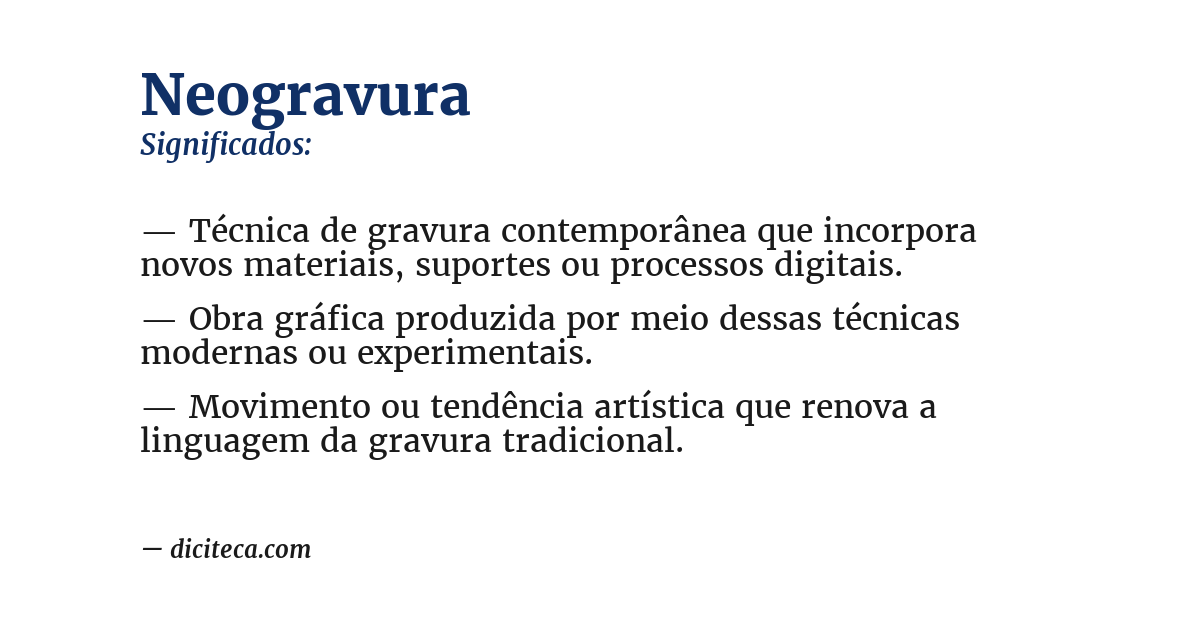 Significado de neogravura