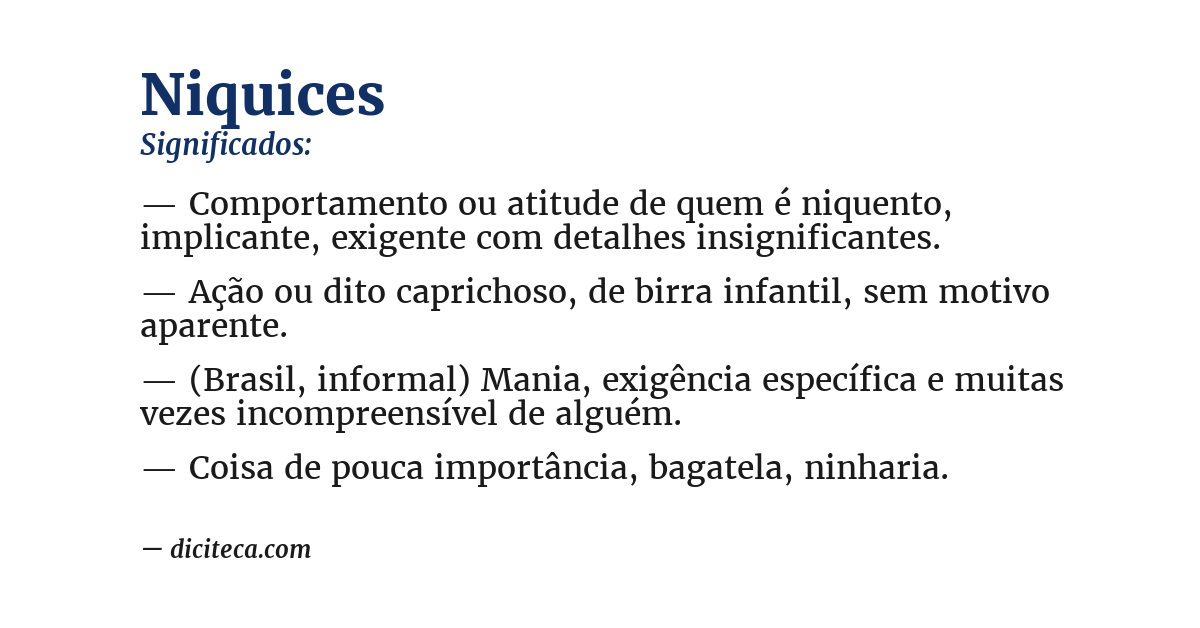 Significado de niquices