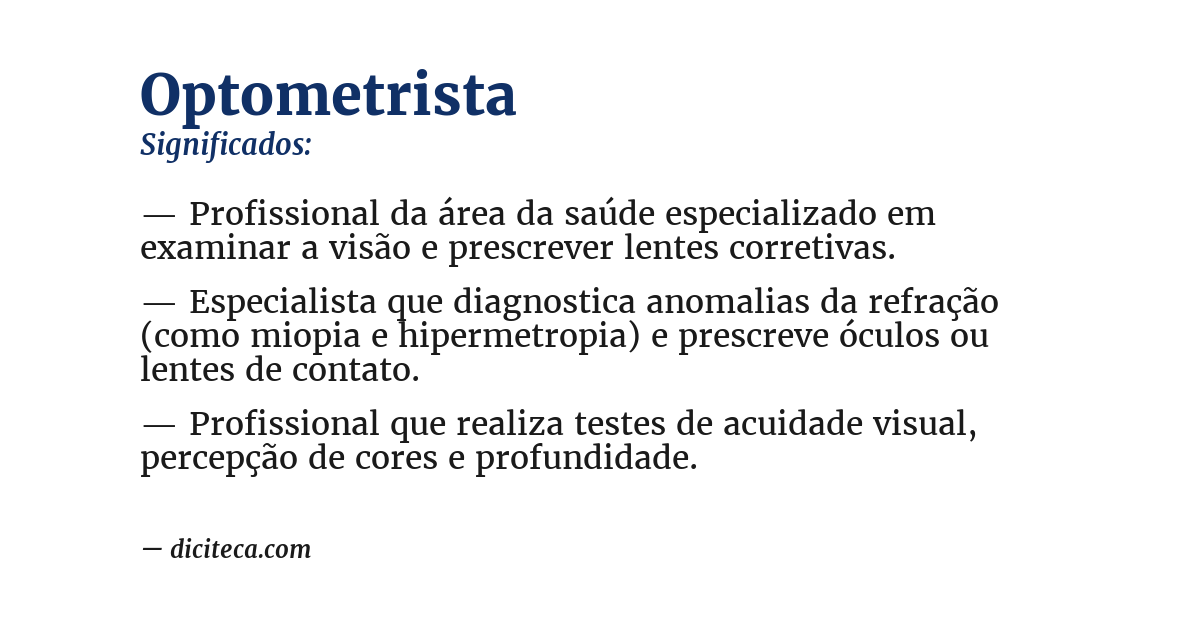 Significado de optometrista