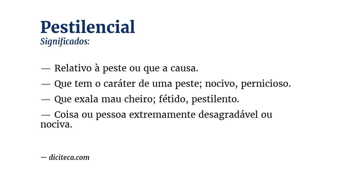 Significado de pestilencial