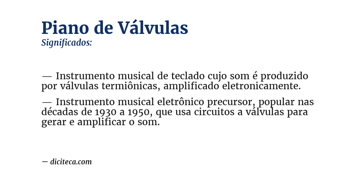 Significado de piano de válvulas