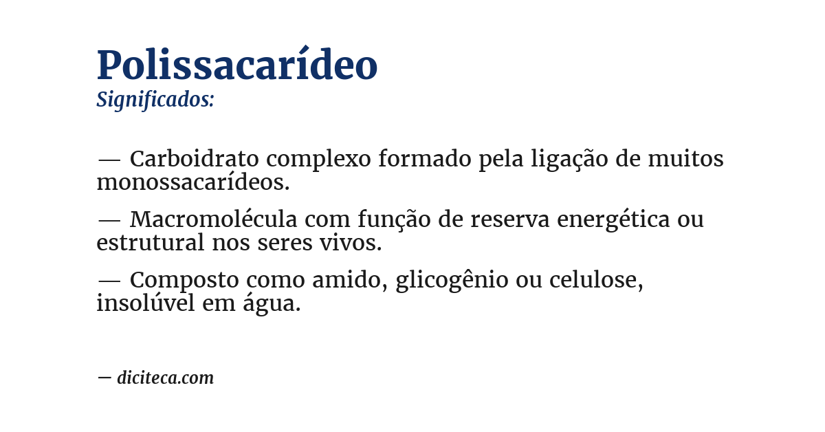 Significado de polissacarídeo