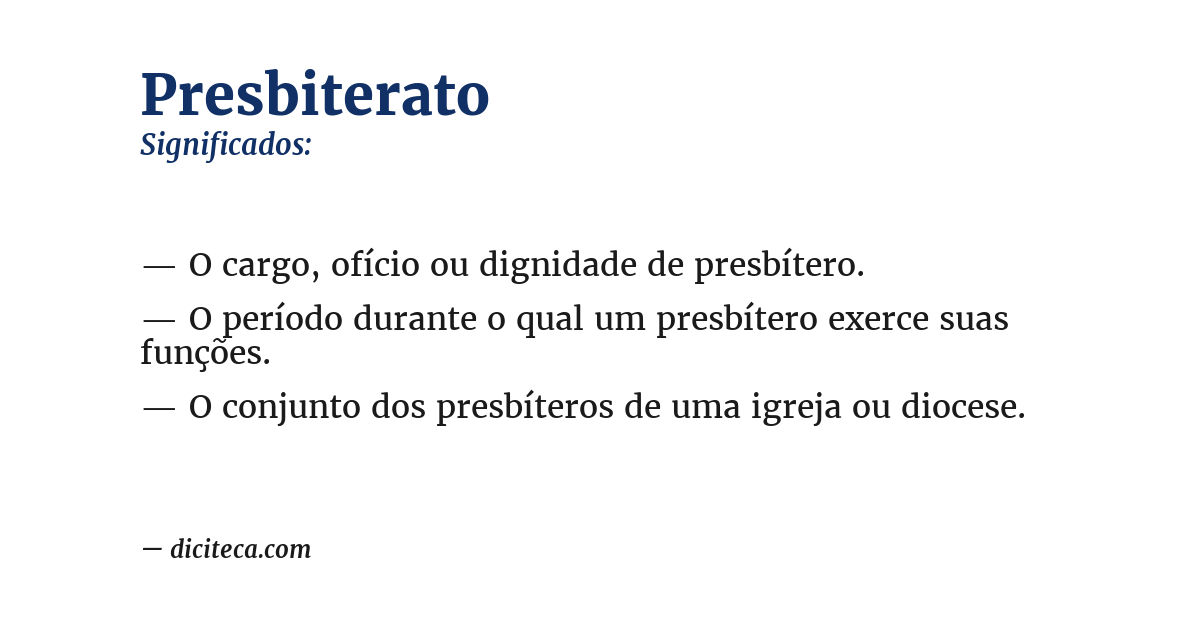 Significado de presbiterato