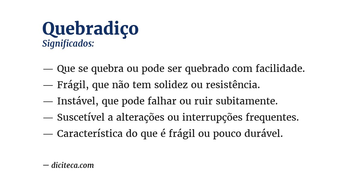 Significado de quebradiço