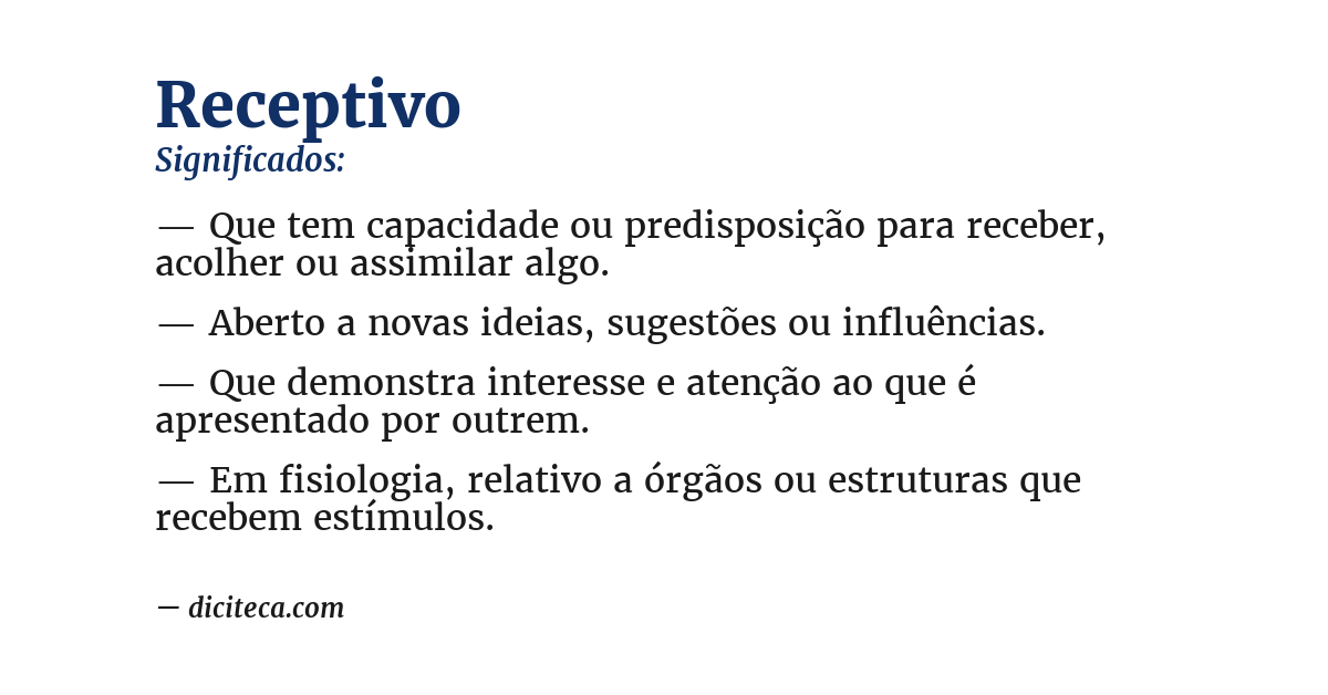 Significado de receptivo