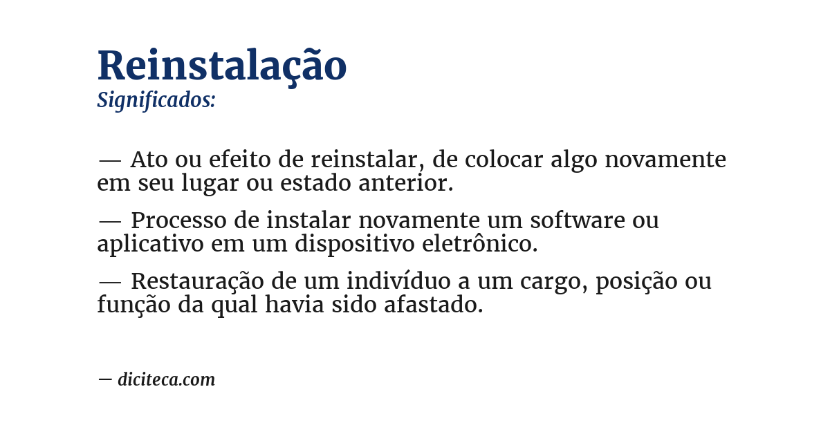 Significado de reinstalação