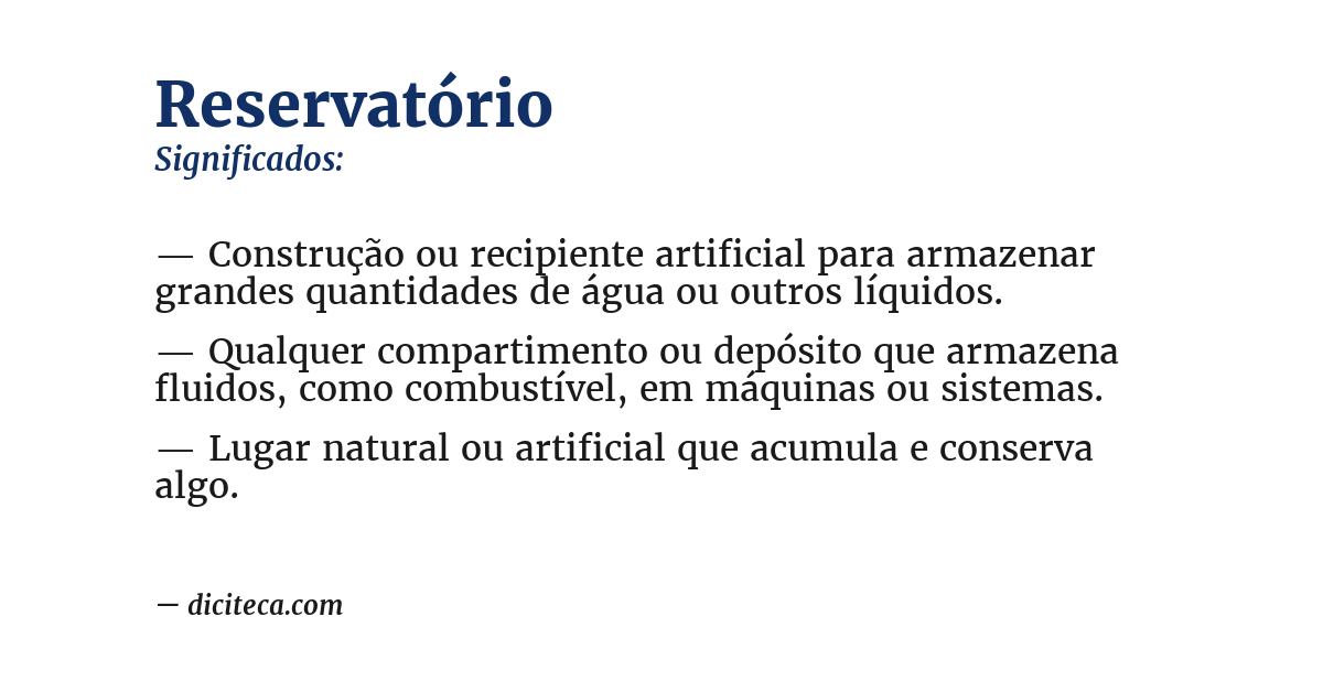 Significado de reservatório
