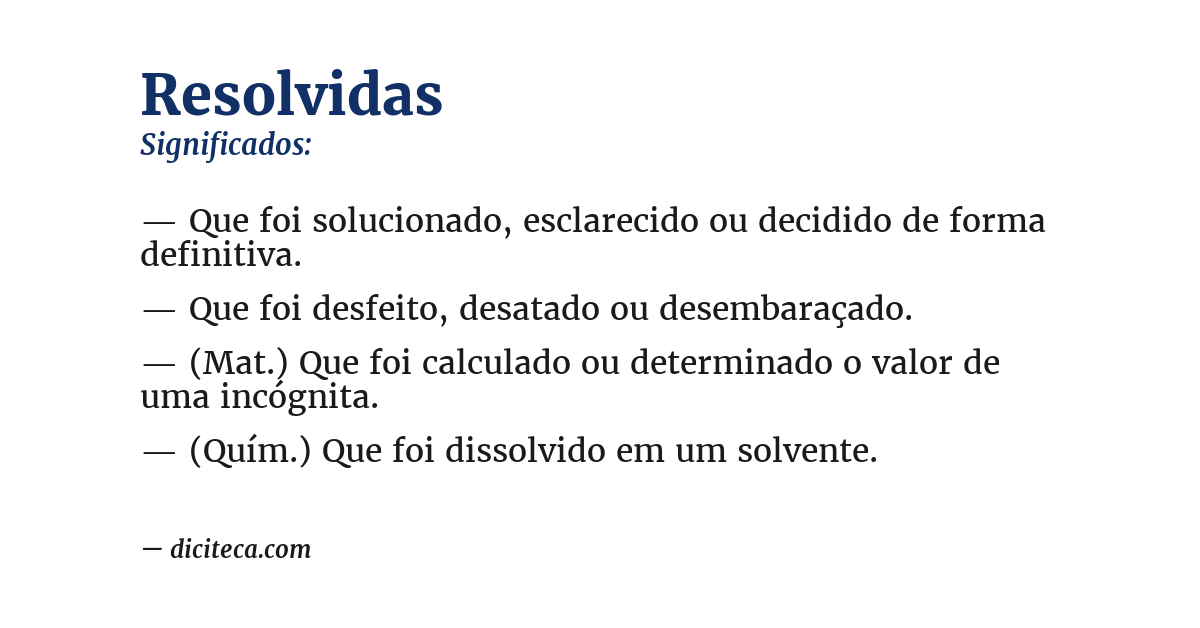 Significado de resolvidas