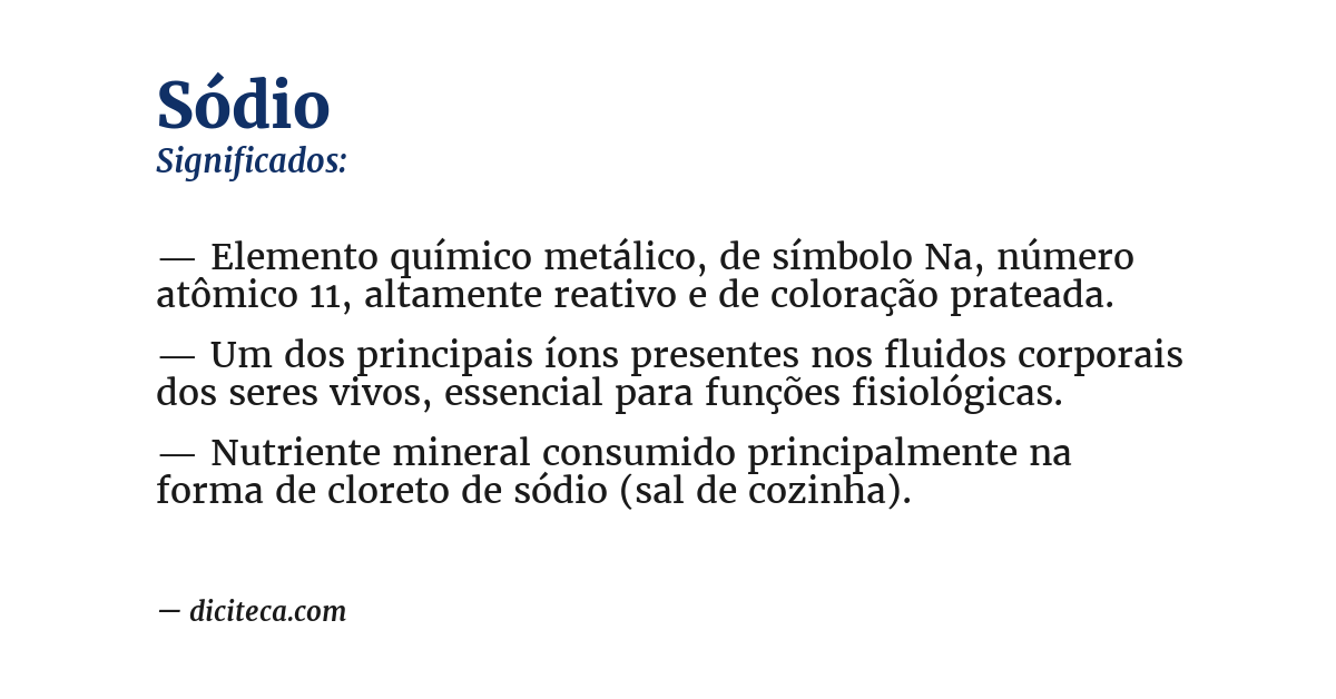 Significado de sódio