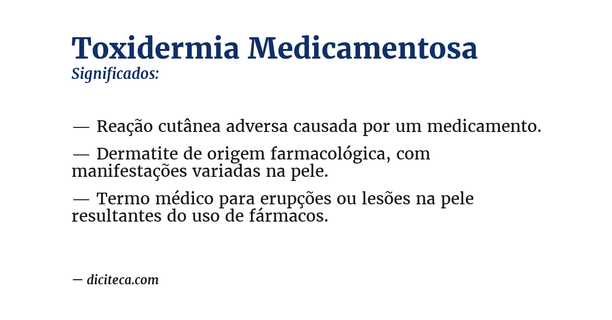 Significado de toxidermia medicamentosa