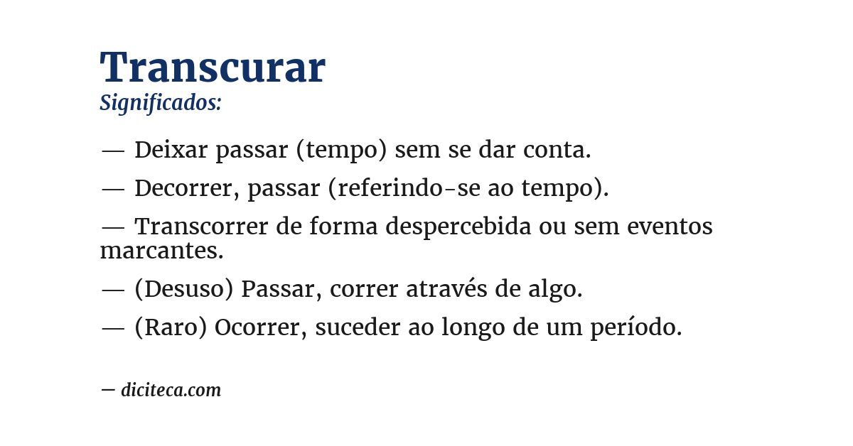 Significado de transcurar