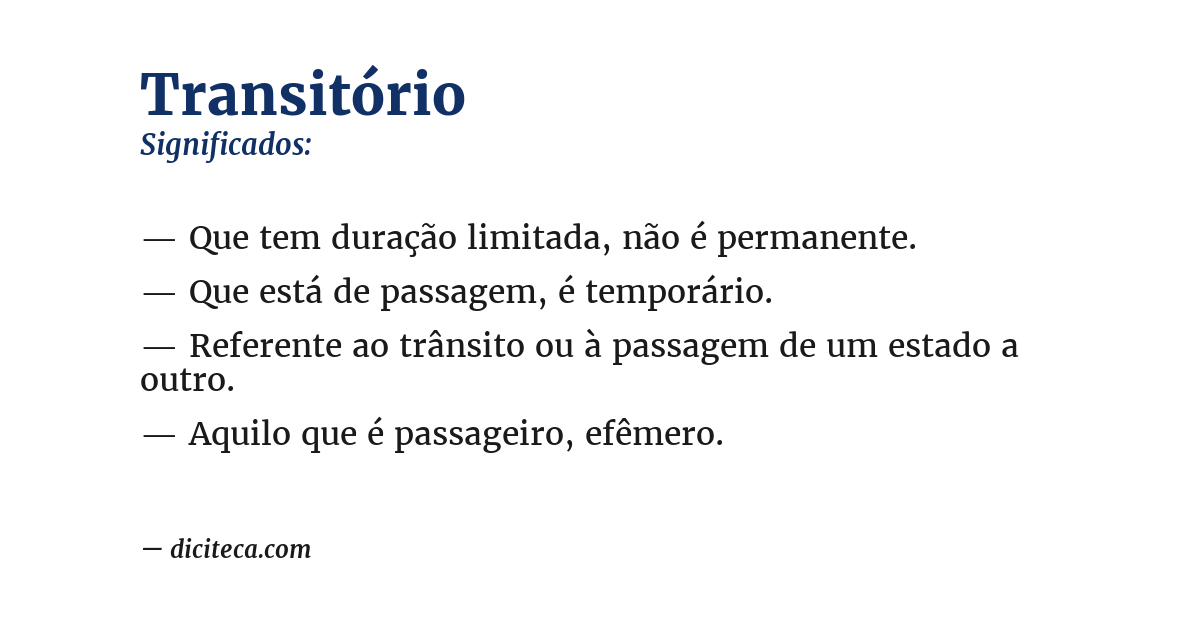 Significado de transitório