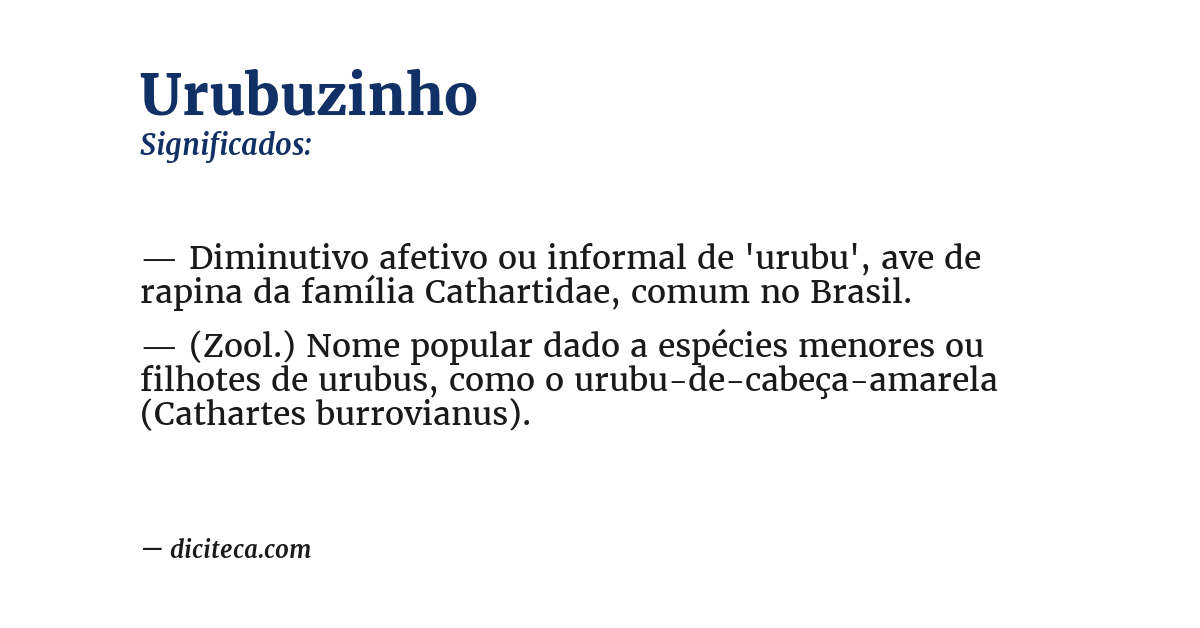 Significado de urubuzinho