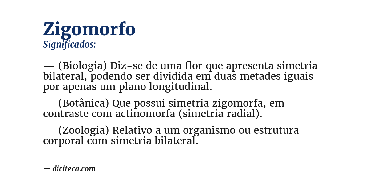 Significado de zigomorfo