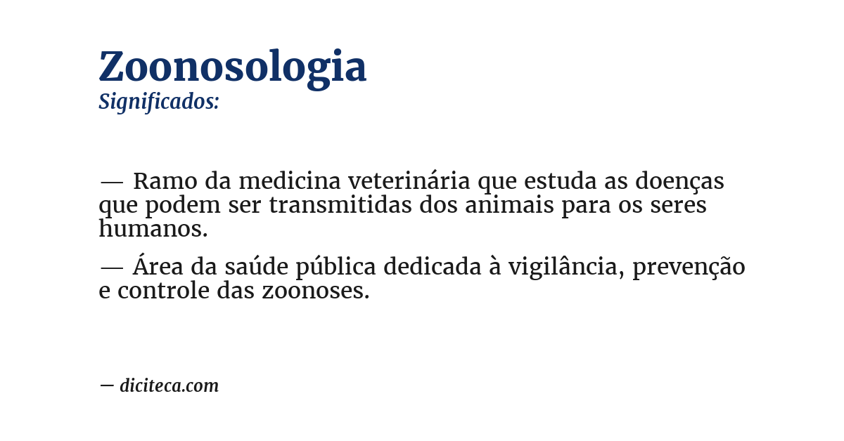 Significado de zoonosologia